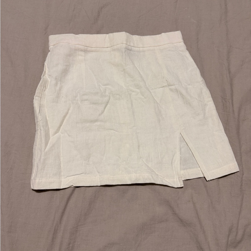 SHEIN Cream Textured Mini Skirt